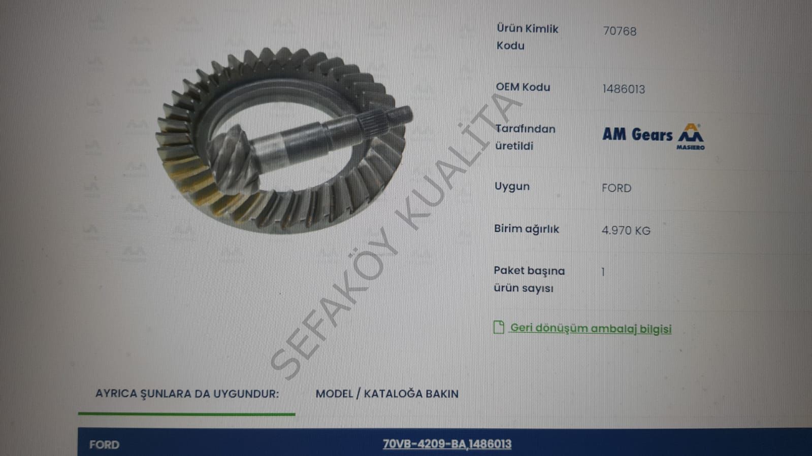 FORD TRANSİT  AYNA MAHRUTİ  36/ 7   EURORİCAMBİ SIFIR
