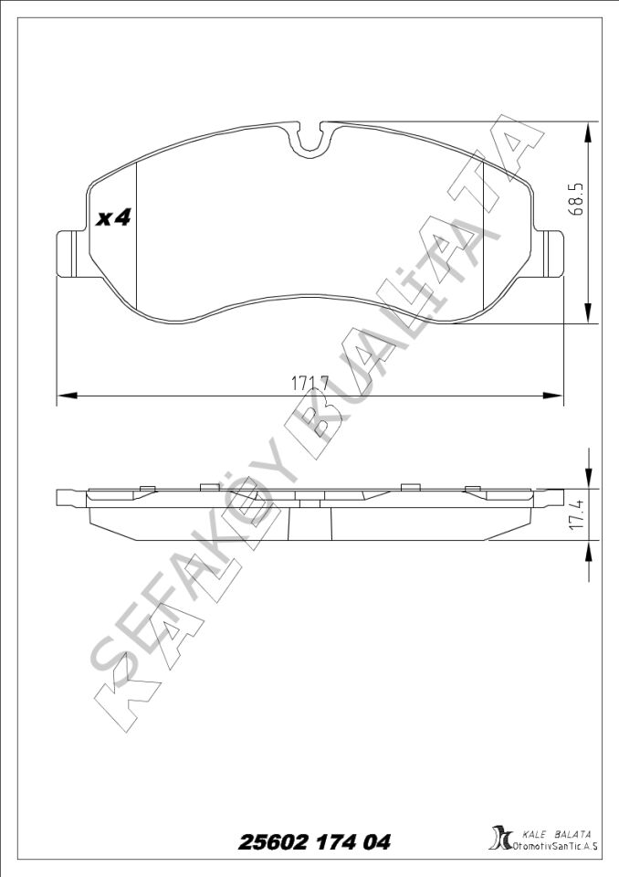 FORD  TRANSİT V362- V363   2014-2023  ÖN FREN BALATA TAKIM   FİŞSİZ KALE