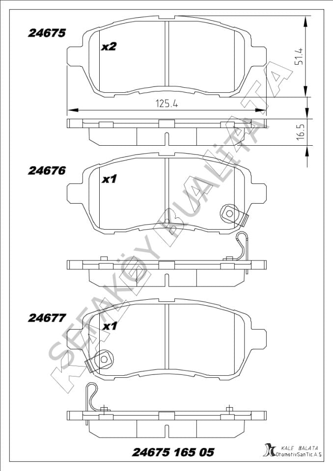 FORD FİESTA  2008 > ÖN FREN BALATA TAKIM  KALE