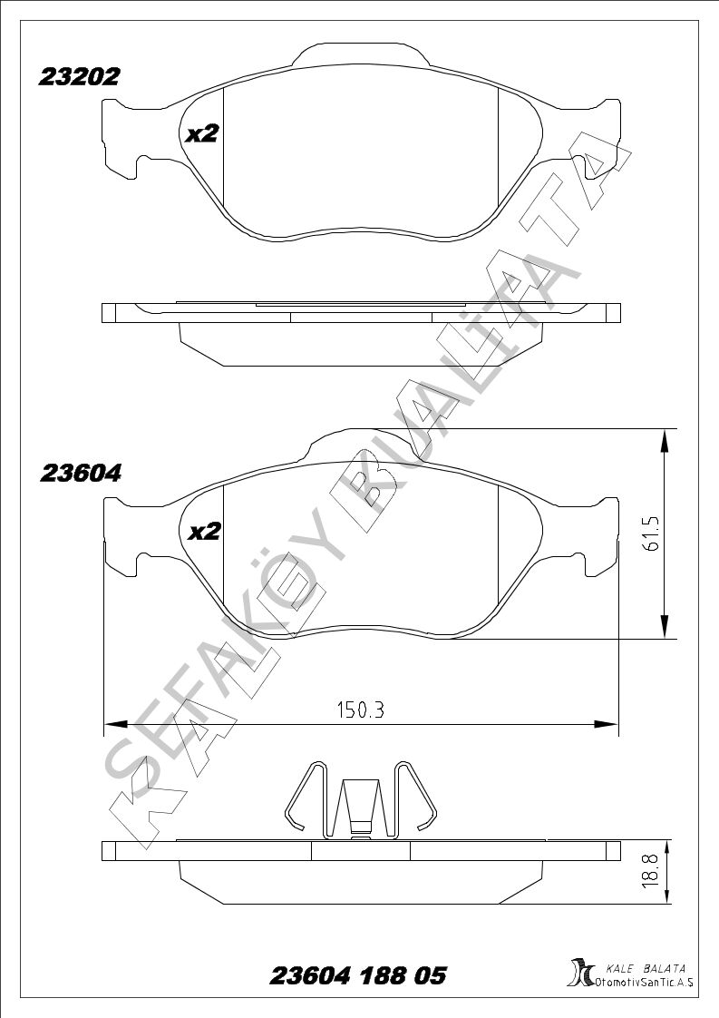 FORD FİESTA 2002-2008 ÖN FREN BALATA  KALE