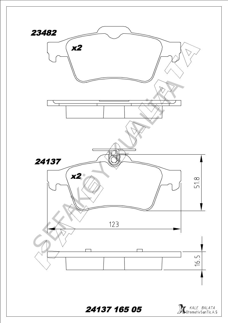 FORD FOCUS  2005-2015 ARKA FREN  DİSK BALATA  KALE