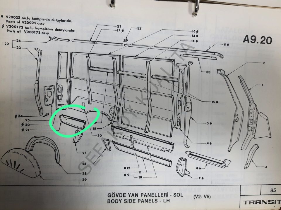TRANSİT 2,4 2,5 ARKA KÖŞE ETEK SACI DIŞ SAĞ