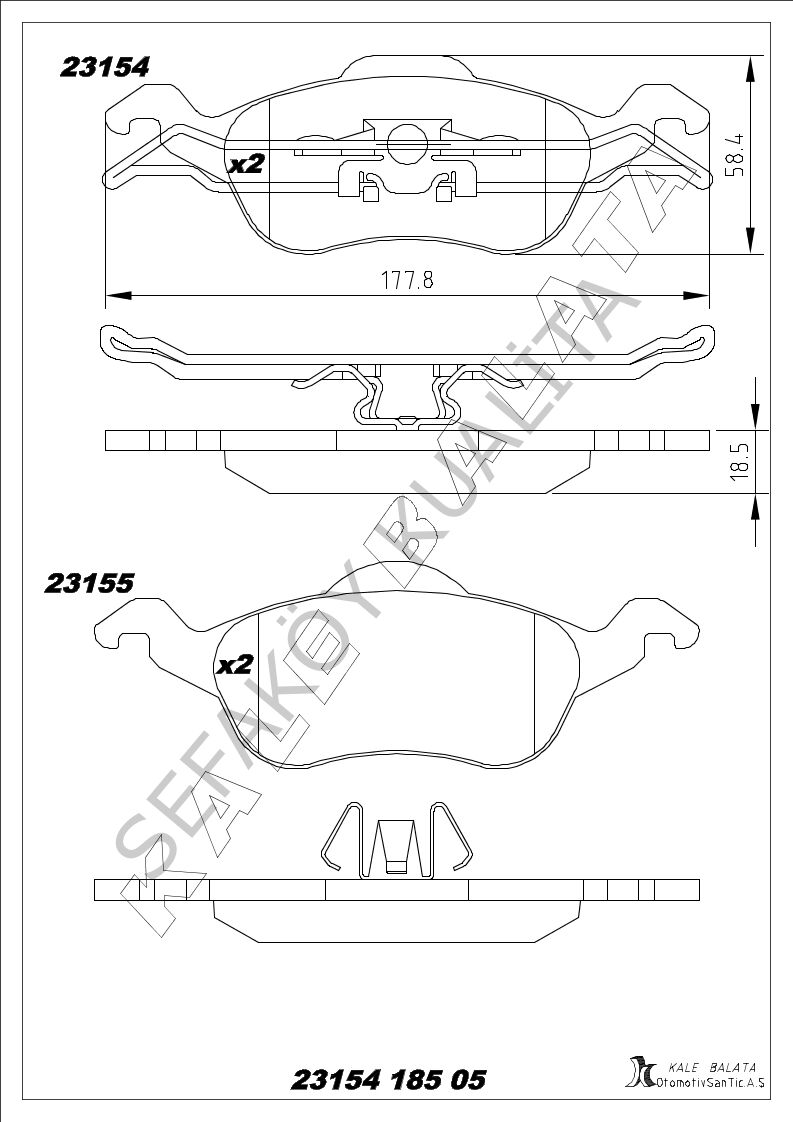 FORD FOCUS 98>2005   ÖN FREN BALATA TAKIMI  KALE