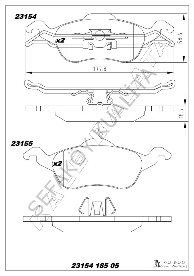 FORD FOCUS 98>2005   ÖN FREN BALATA TAKIMI  KALE