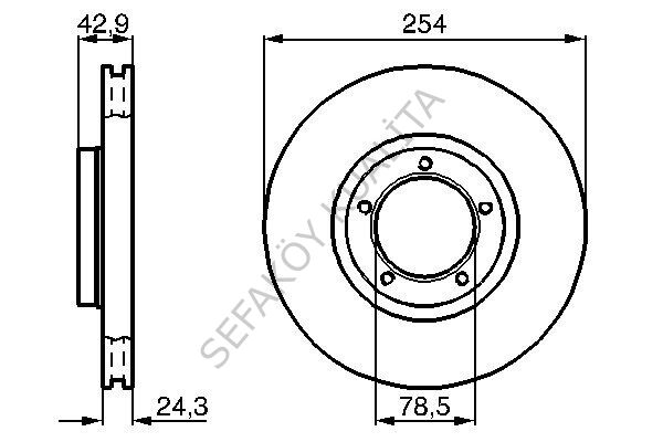 FORD TRANSİT T12 1992-2001  ÖN FREN DİSK AYNA TAKIM