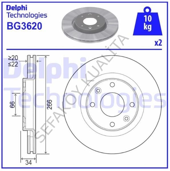 Peugeot 2008 2013-2019 Ön Fren Disk Takımı DELPHİ