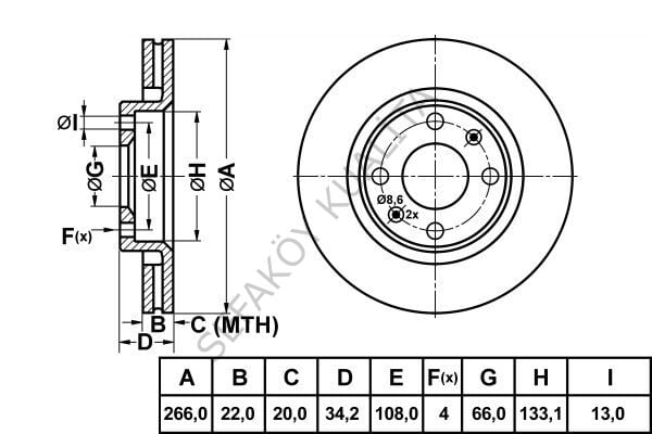 Peugeot 2008 2013-2019 Ön Fren Disk Takımı MGA